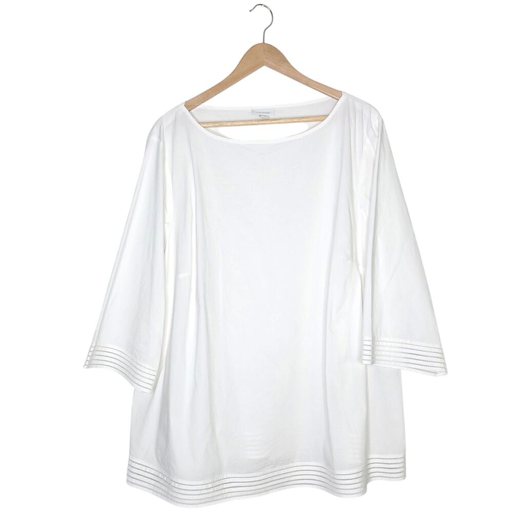 J. Jill White Shirt Collection 2X Plus Size Stretch  Cotton Blend Blouse White